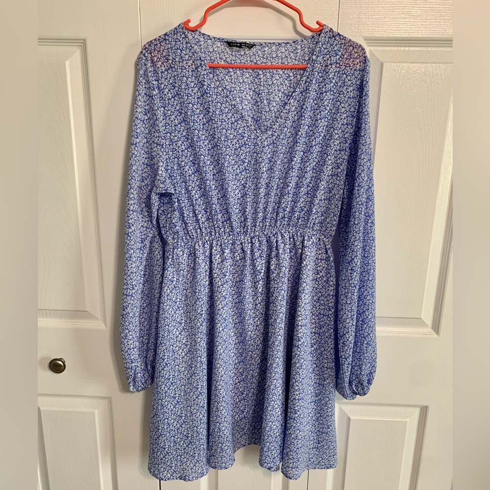 Shein Women’s Size 12 Light Blue Long Sleeve Dress